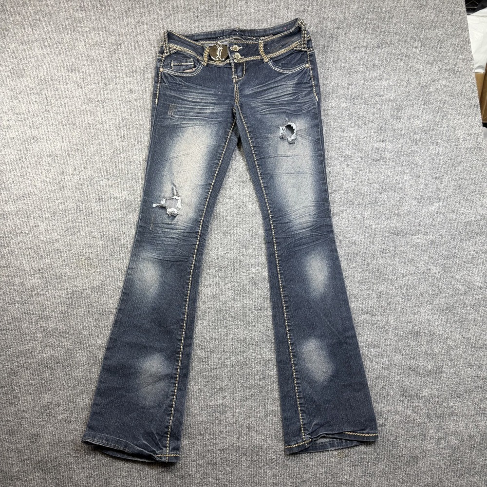 Almost Famous Always Fabulous Jeans Womens 3 Denim Distressed Low Rise - 29X32